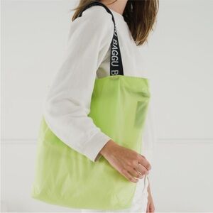 BAGGU Ripstop Tote Bag in Lime